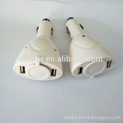 Dual 2 USB charger adapter with one car cigarette socket